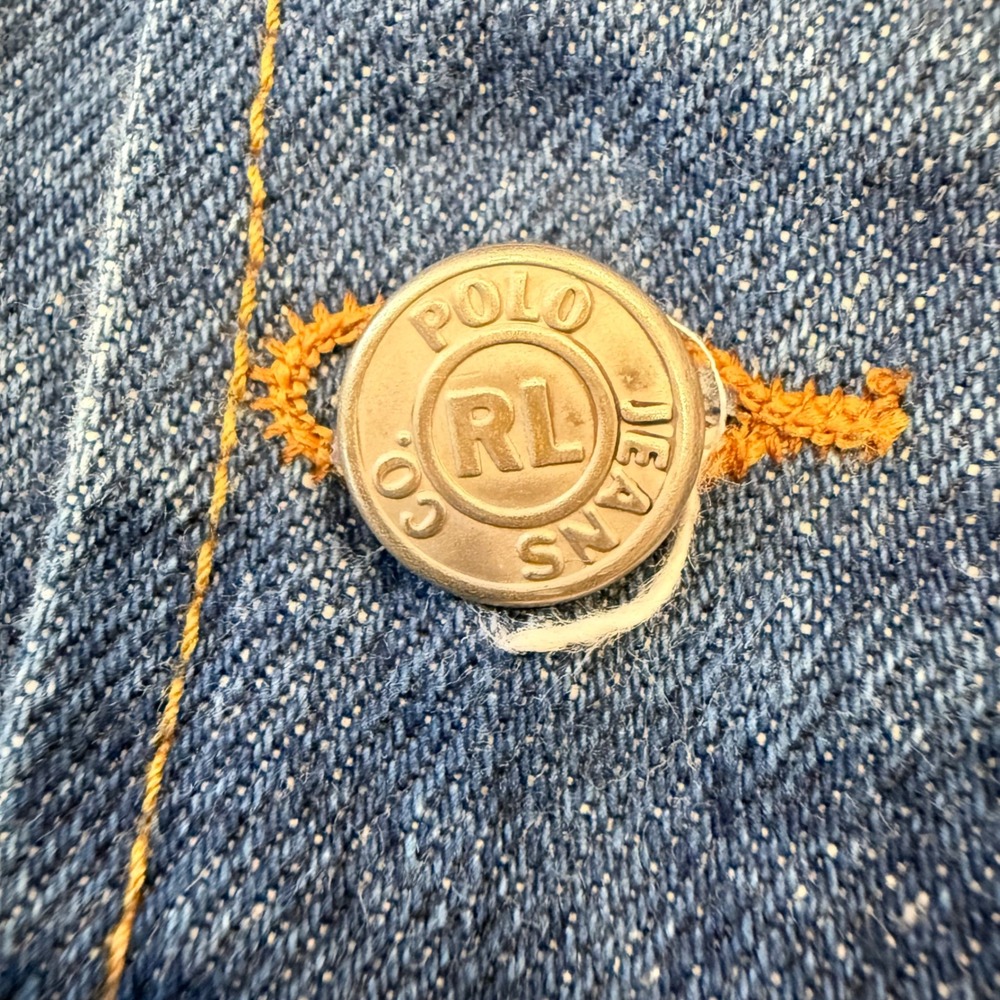 Polo Jeans Co Ralph Lauren Denim Chore Jacket XL Blue Corduroy Collar Vintage - Picture 7 of 7